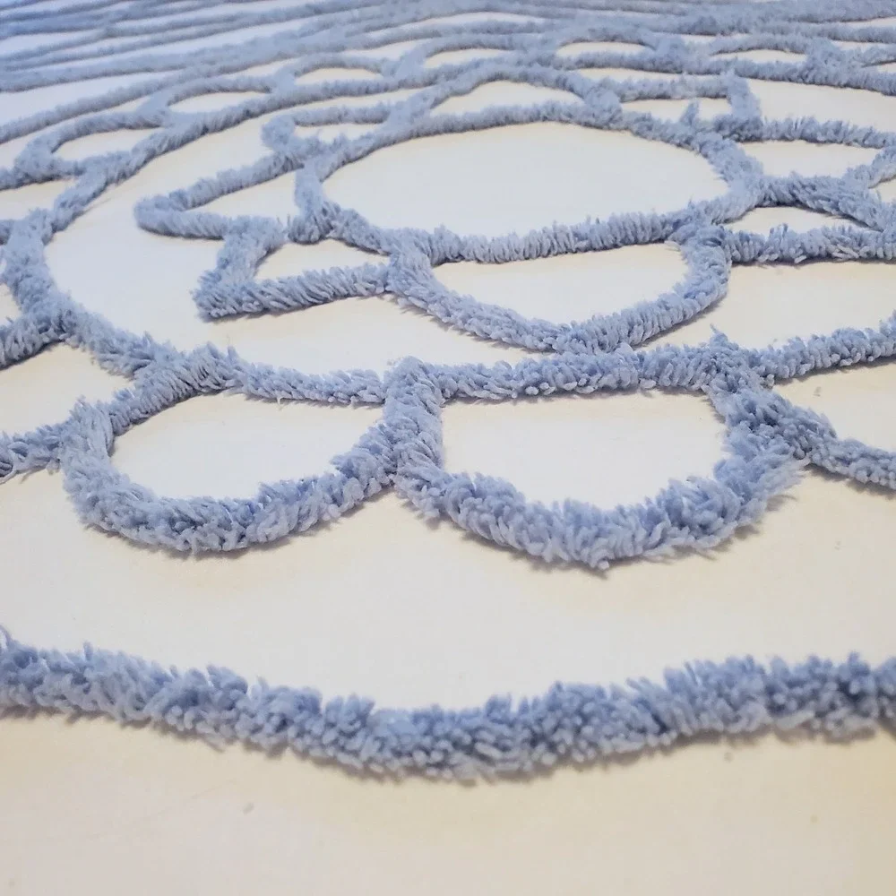 Martha Stewart Duvet Cover Queen Chenille Bedspread Tufted Blue Floral 2 Shams